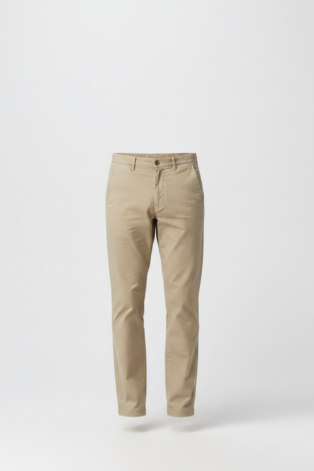 Pantalon Chino Beige Coton Slim Décontracté Homme - vue 3