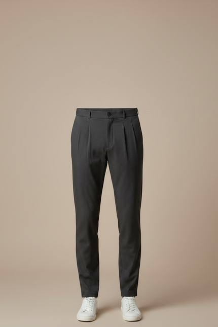 Pantalon Chino Gris Anthracite Plissé Décontracté Homme - Gabardine - vue 3