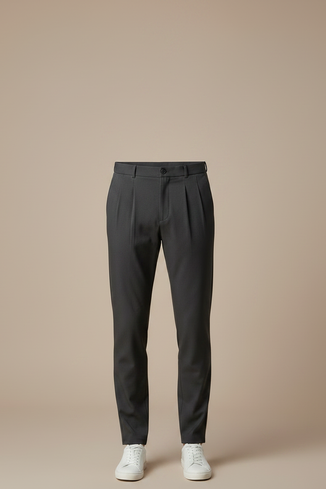 Pantalon Chino Gris Anthracite Plissé Décontracté Homme - Gabardine - vue 3