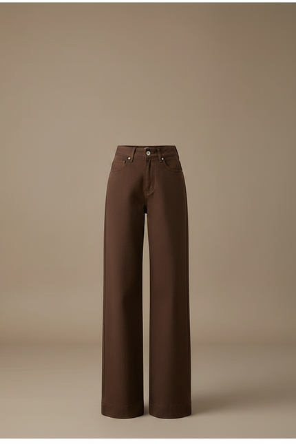 Pantalon Chino Marron Droit Ample Confortable Femme - Gabardine - vue 3