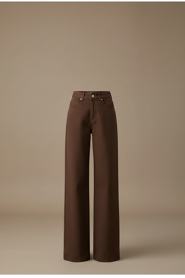 Pantalon Chino Marron Droit Ample Confortable Femme - Gabardine - vue 3