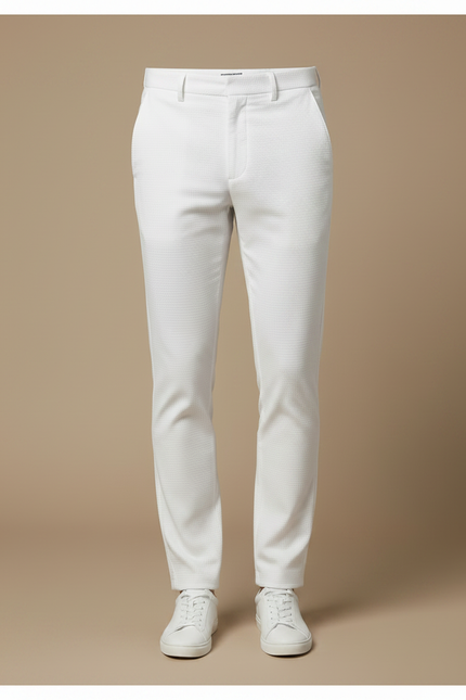 Pantalon Chino Blanc Texturé Slim Casual Homme - Coton - vue 3