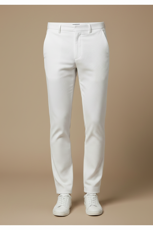 Pantalon Chino Blanc Texturé Slim Casual Homme - Coton - vue 3