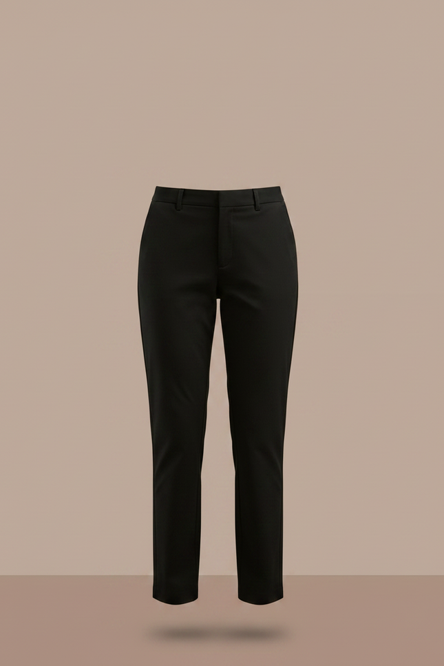 Pantalon Chino Noir Droit Élégant Décontracté Femme - Gabardine - vue 3