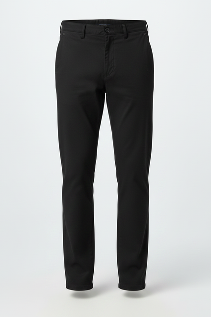 Pantalon Chino Noir Coton Droit Tissu Uni Homme - vue 3