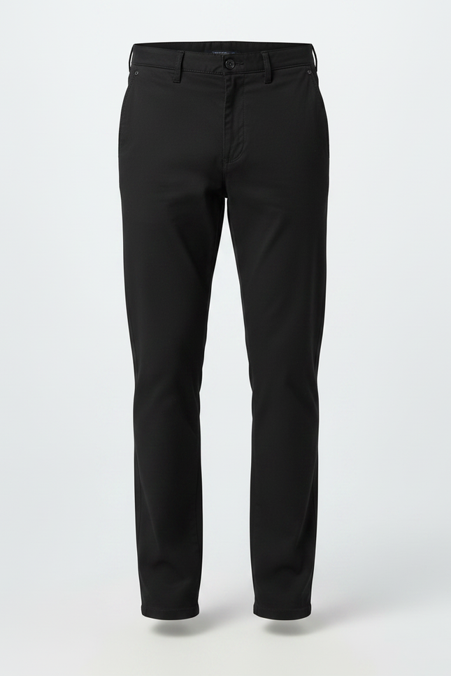 Pantalon Chino Noir Coton Droit Tissu Uni Homme - vue 3