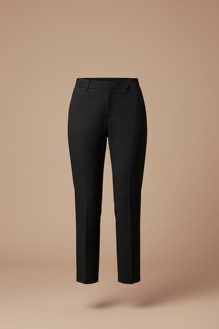 Pantalon Chino Noir Slim Femme Élégant Court - Polyester - vue 3