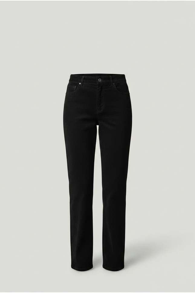 Pantalon Chino Noir Côtelé Droit Confortable Femme - Cordé - vue 3