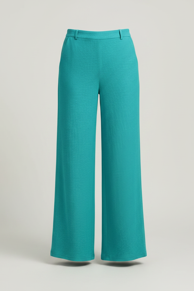 Pantalon Chino Turquoise Ample Texturé Femme Élégant - Bleu Polyester - vue 3