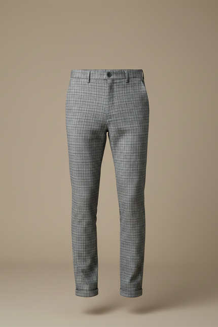 Pantalon Chino Carreaux Gris Slim Élégant - Polyester - vue 3
