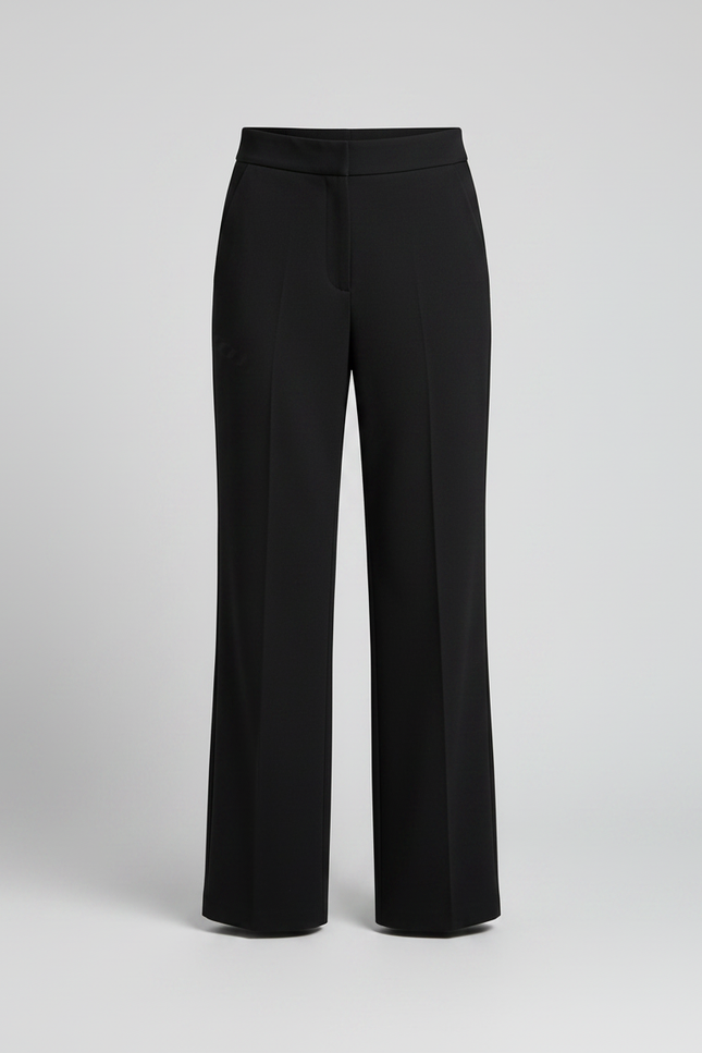 Pantalon Chino Noir Fluide Taille Haute Élégant - Polyester - vue 3