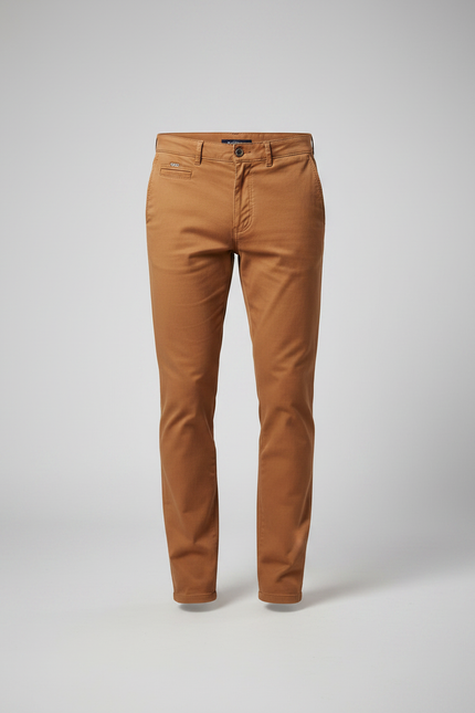 Pantalon Chino Marron Décontracté Coton Stretch Homme - vue 3