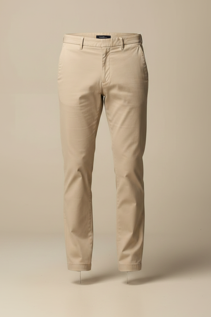 Pantalon Chino Beige Coton Coupe Droite Homme - vue 3