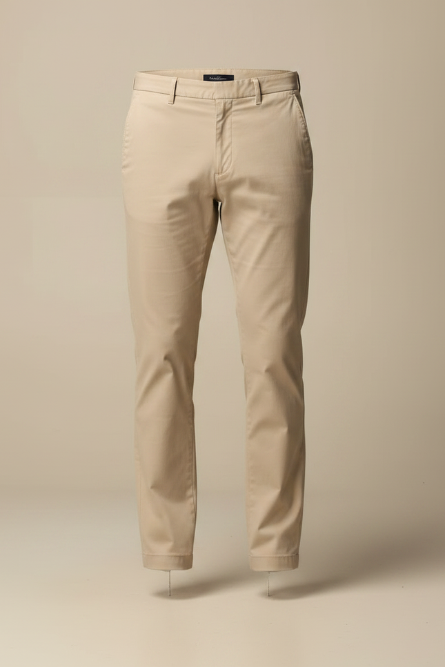 Pantalon Chino Beige Coton Coupe Droite Homme - vue 3