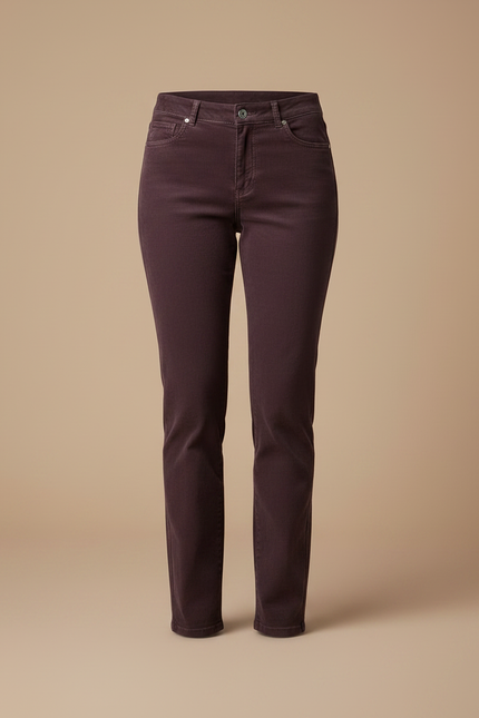 Pantalon Chino Violet Droit Côtelé Élégant Femme - Cordé - vue 3