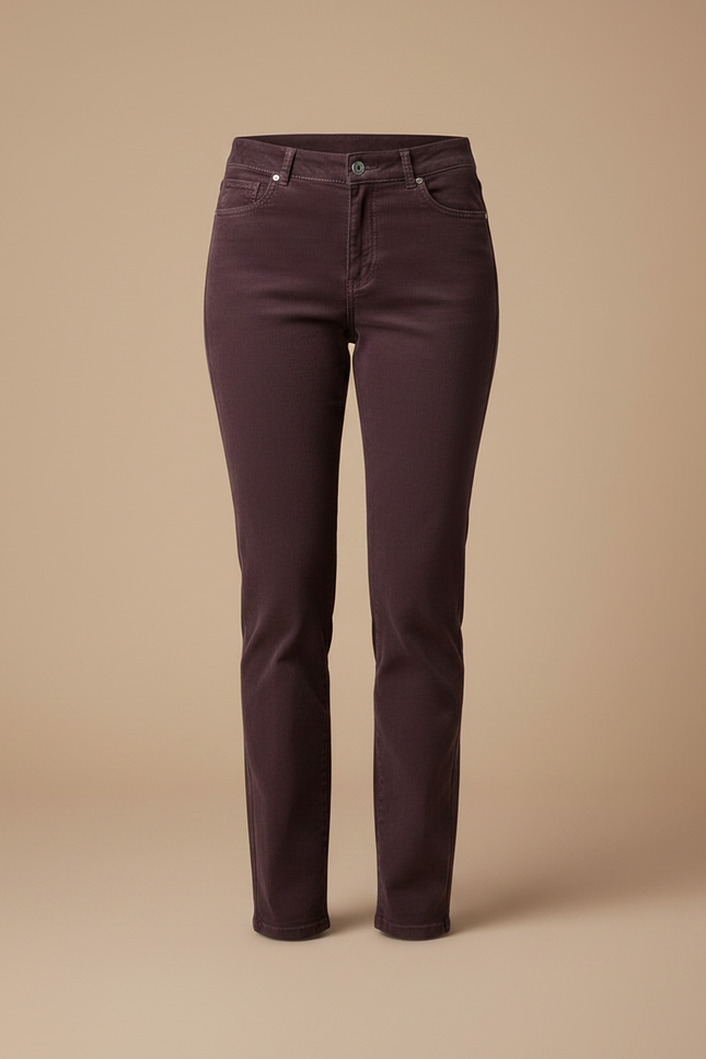 Pantalon Chino Violet Droit Côtelé Élégant Femme - Cordé - vue 3