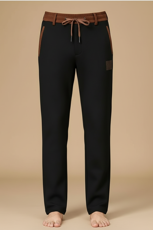 Pantalon Chino Noir Épais Cordon Décontracté - Molleton - vue 3