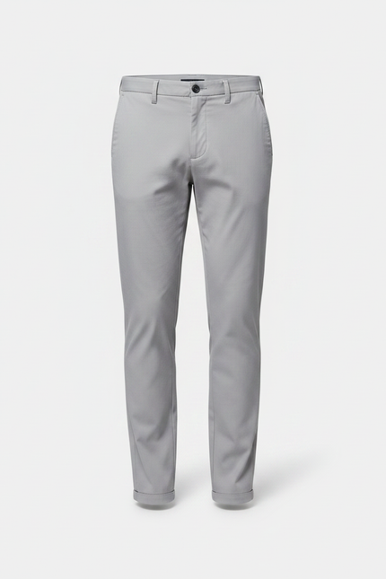 Pantalon Chino Gris Clair Coton Slim Homme Décontracté - vue 3