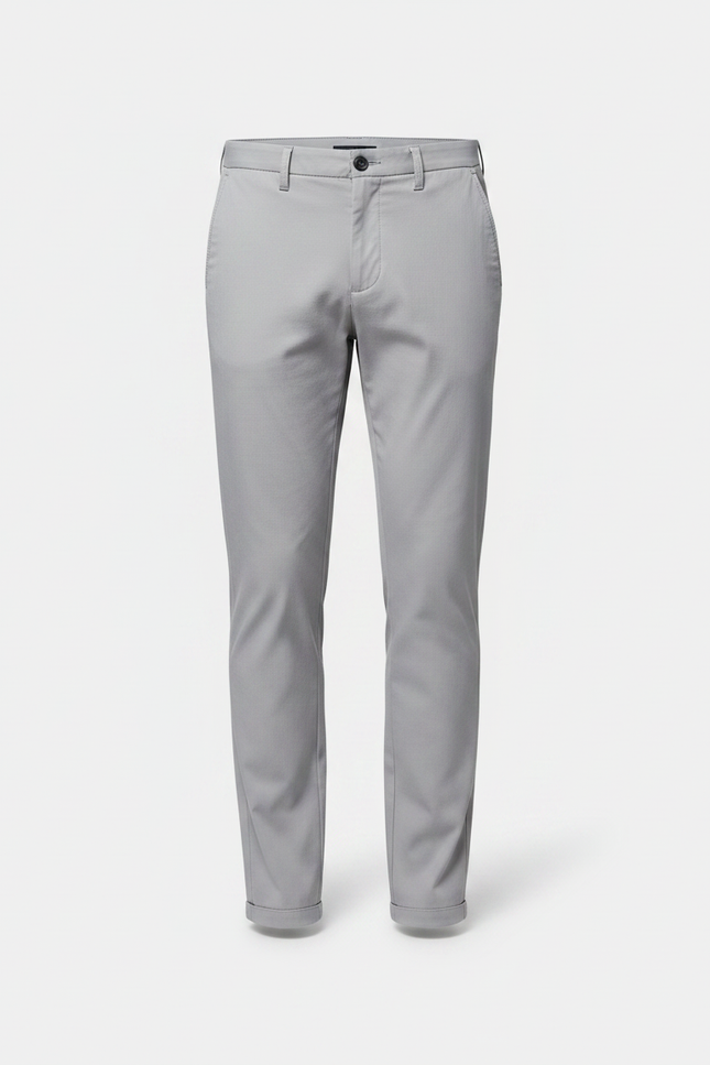 Pantalon Chino Gris Clair Coton Slim Homme Décontracté - vue 3