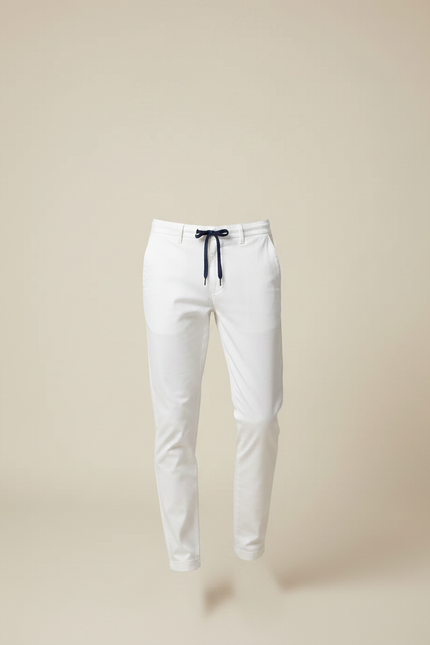 Pantalon Chino Blanc Slim Coton Décontracté Cordon - vue 3