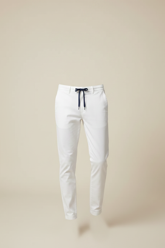 Pantalon Chino Blanc Slim Coton Décontracté Cordon - vue 3