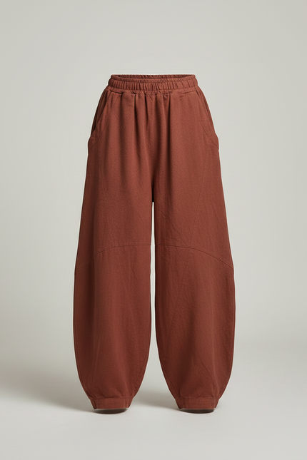 Pantalon Chino Lin Coton Ample Sarouel Marron Enfant - vue 3