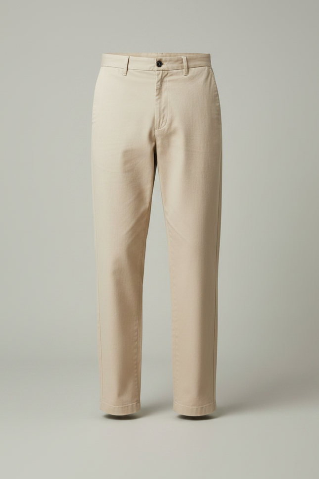 Pantalon Chino Beige Coton Droit Tendance Homme - vue 3