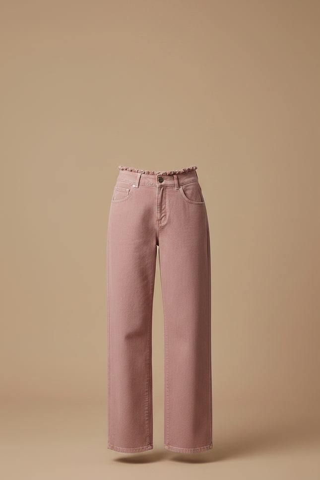 Pantalon Chino Rose Large Décontracté Taille Haute - Jean - vue 3