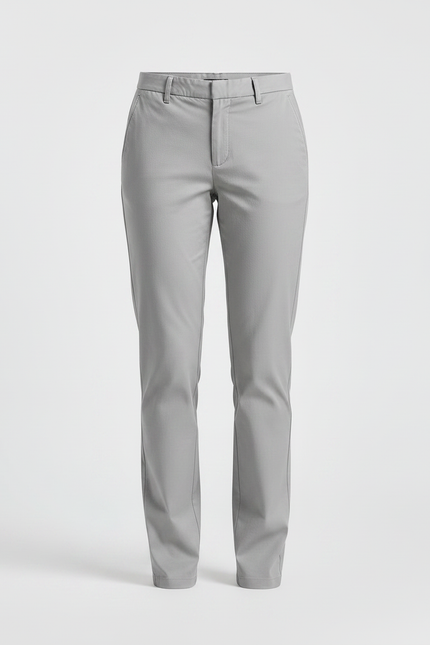 Pantalon Chino Gris Clair Coupe Droite Femme - Gabardine - vue 3
