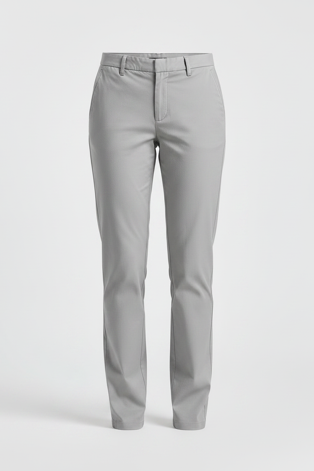 Pantalon Chino Gris Clair Coupe Droite Femme - Gabardine - vue 3