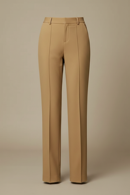 Pantalon Chino Kaki Taille Haute Droit Élégant - Gabardine - vue 3