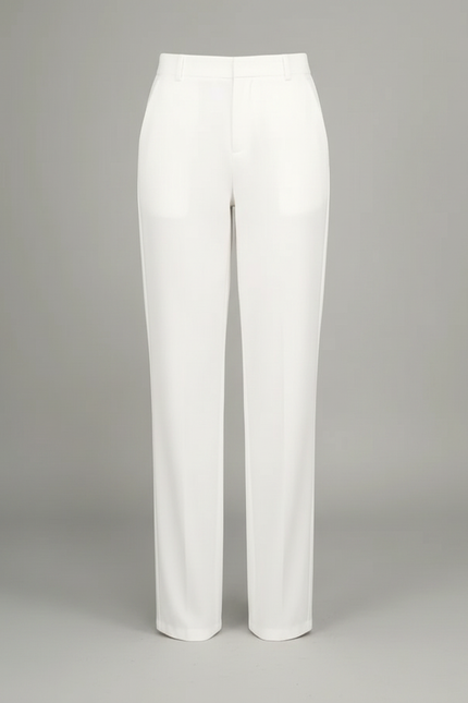 Pantalon Chino Blanc Ample Taille Haute Décontracté Femme - Coton - vue 3