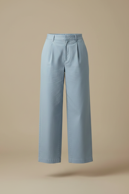 Pantalon Chino Bleu Ciel Ample Fluide Décontracté Femme - Coton - vue 3