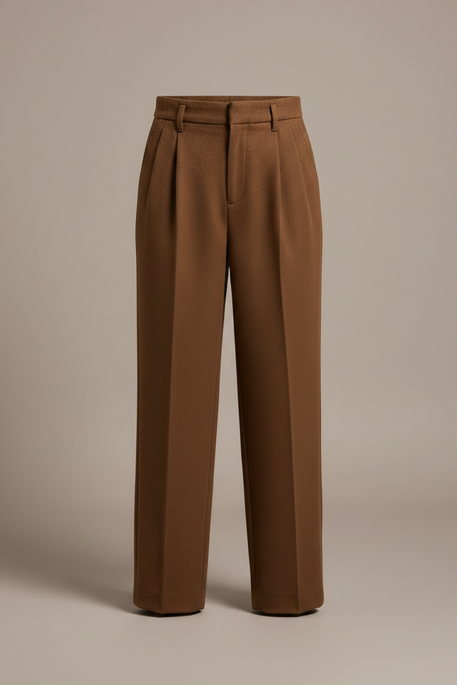Pantalon Chino Marron Ample Plissé Hiver Épais - Laine - vue 3