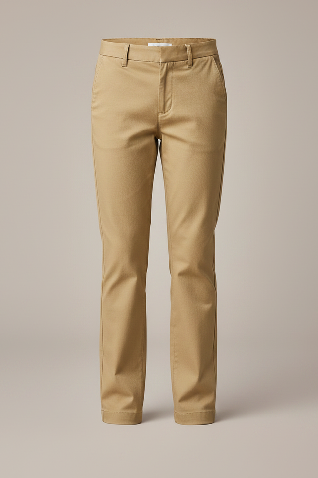 Pantalon Chino Kaki Coton Droit Classique Fille - vue 3