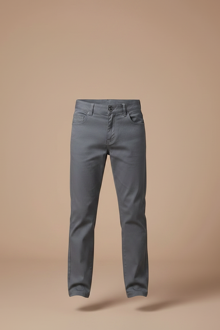 Pantalon Chino Gris Coton Droit Garçon Décontracté - vue 3