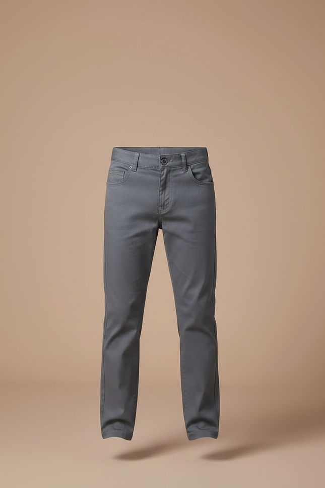 Pantalon Chino Gris Coton Droit Garçon Décontracté - vue 3
