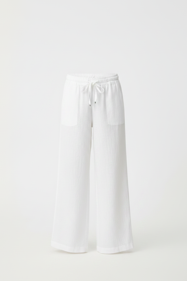 Pantalon Chino Blanc Lin Ample Enfant Décontracté - vue 3