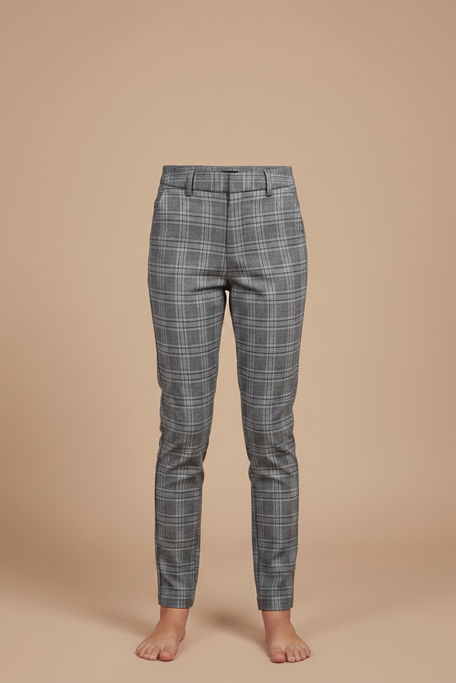 Pantalon Chino Carreaux Gris Slim Enfant - Laine - vue 3