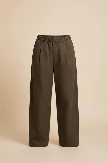 Pantalon Chino Vert Olive Ample Décontracté Coton Enfant - Kaki - vue 3