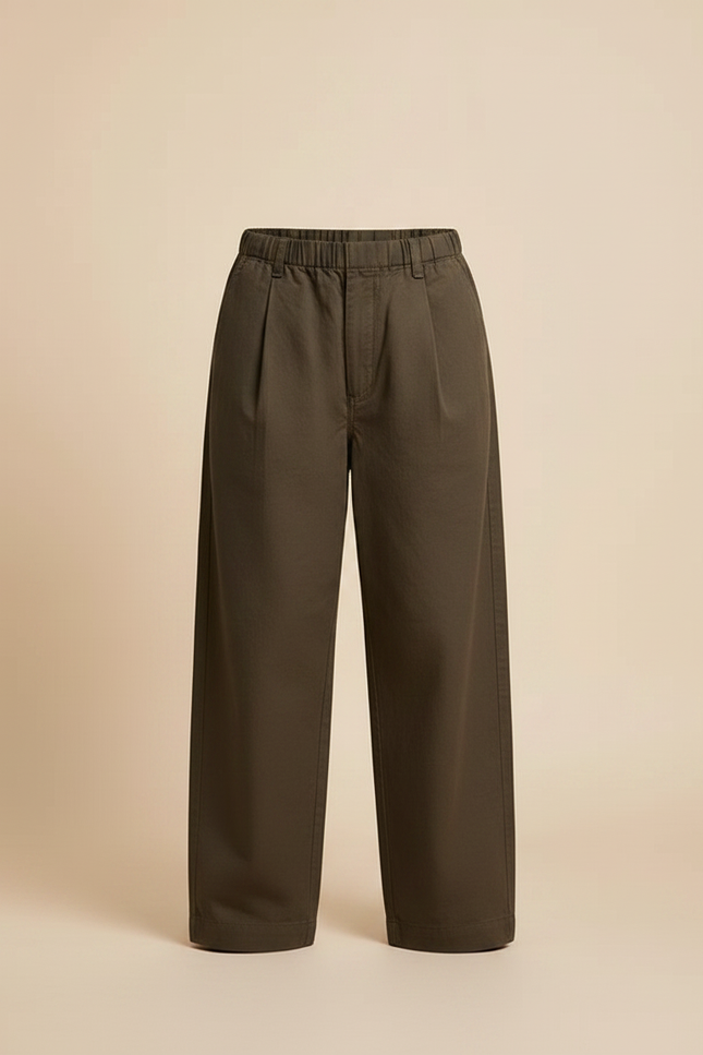 Pantalon Chino Vert Olive Ample Décontracté Coton Enfant - Kaki - vue 3
