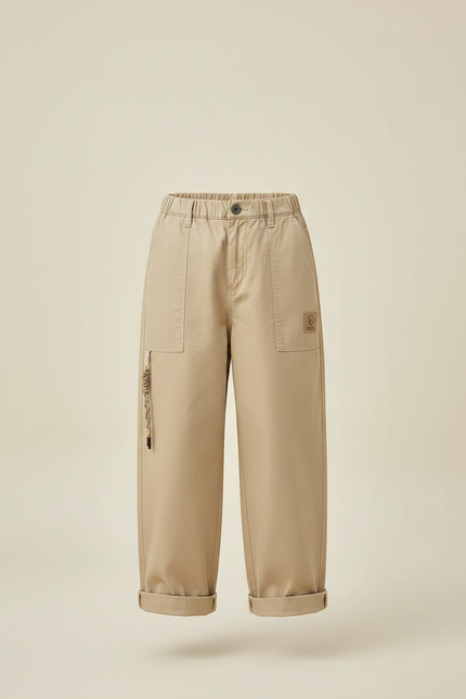 Pantalon Chino Kaki Ample Coton Décontracté Enfant - vue 3