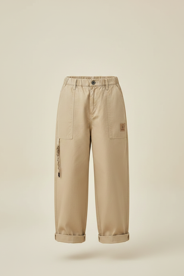 Pantalon Chino Kaki Ample Coton Décontracté Enfant - vue 3