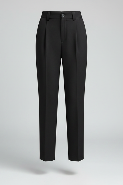 Pantalon Chino Noir Taille Haute Tapered Élégant Femme - Polyester - vue 3