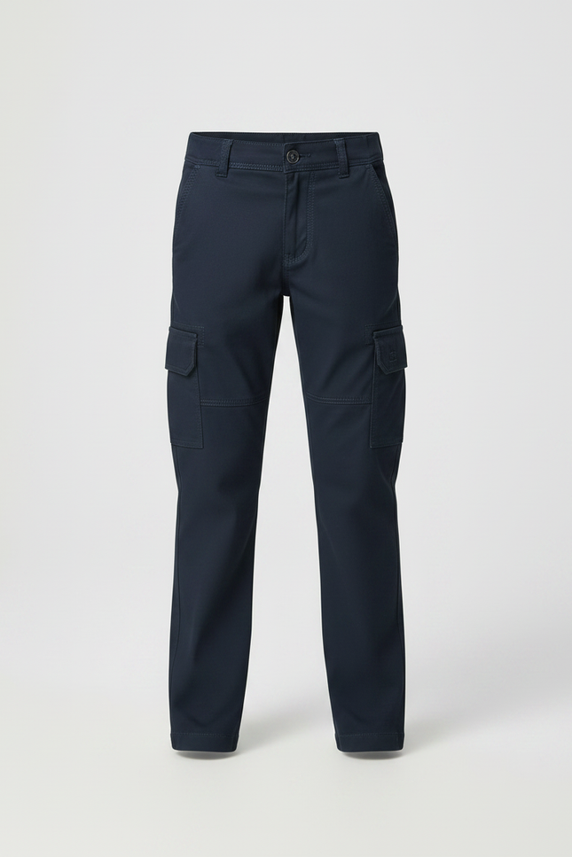 Pantalon Chino Bleu Marine Cargo Enfant Coton - vue 3