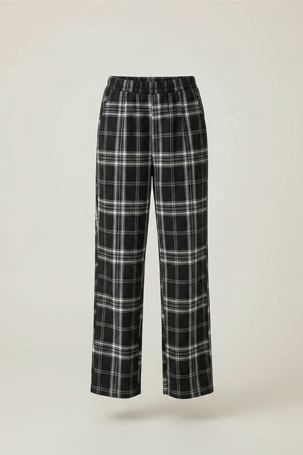 Pantalon Chino Noir Carreaux Ample Décontracté Fille - Coton - vue 3