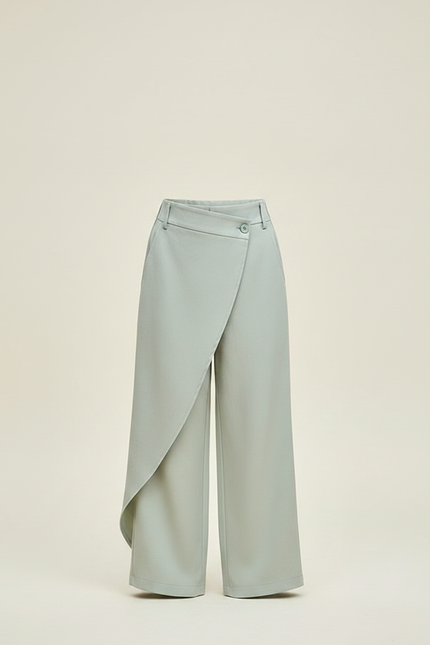 Pantalon Chino Vert Ample Irrégulier Fluide Fille - Polyester - vue 3