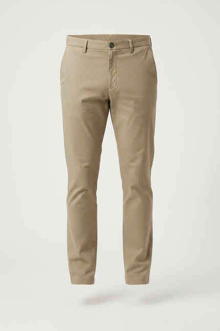 Pantalon Chino Beige Slim Coton Homme Décontracté - vue 3
