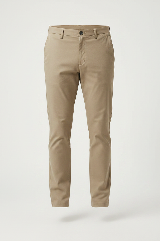 Pantalon Chino Beige Slim Coton Homme Décontracté - vue 3