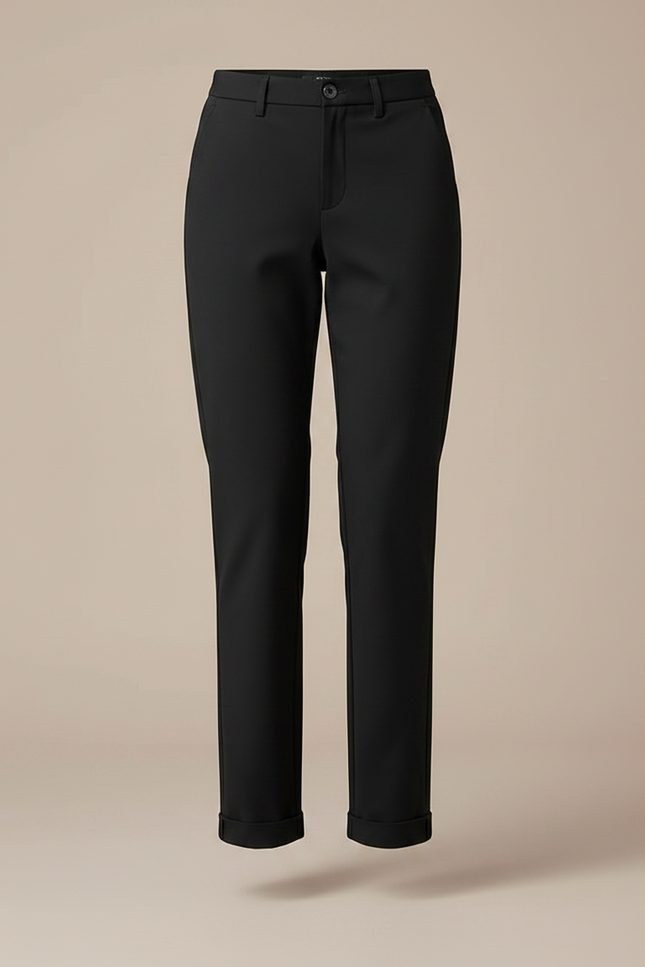 Pantalon Chino Femme Noir Droit - Gabardine - vue 3